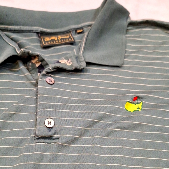 Bobby Jones Collection Masters Green Striped‎ Polo Golf Striped Shortsleeve XXL - Picture 1 of 9